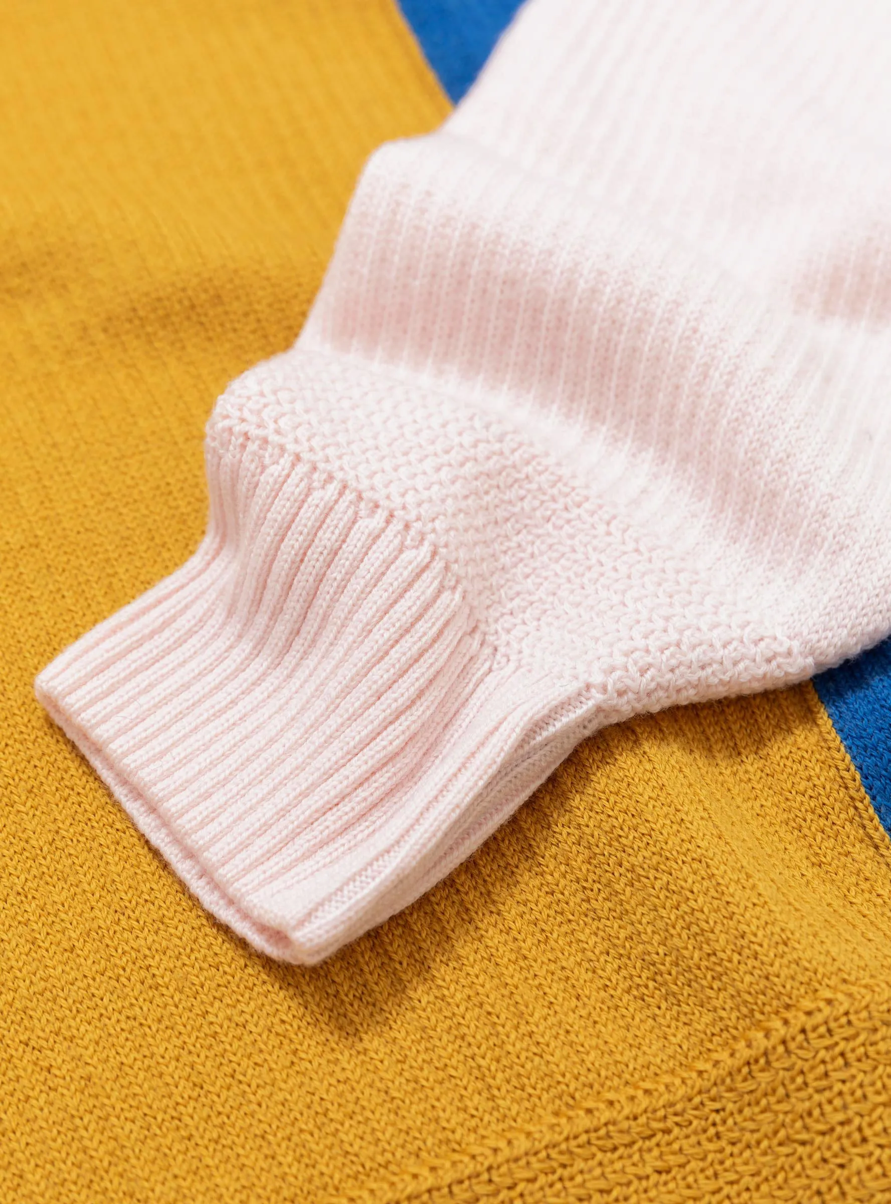 Block Polo Sweater Amber & Blue