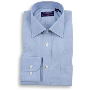 Blue Fine Stripe Spread Collar Dress Shirt