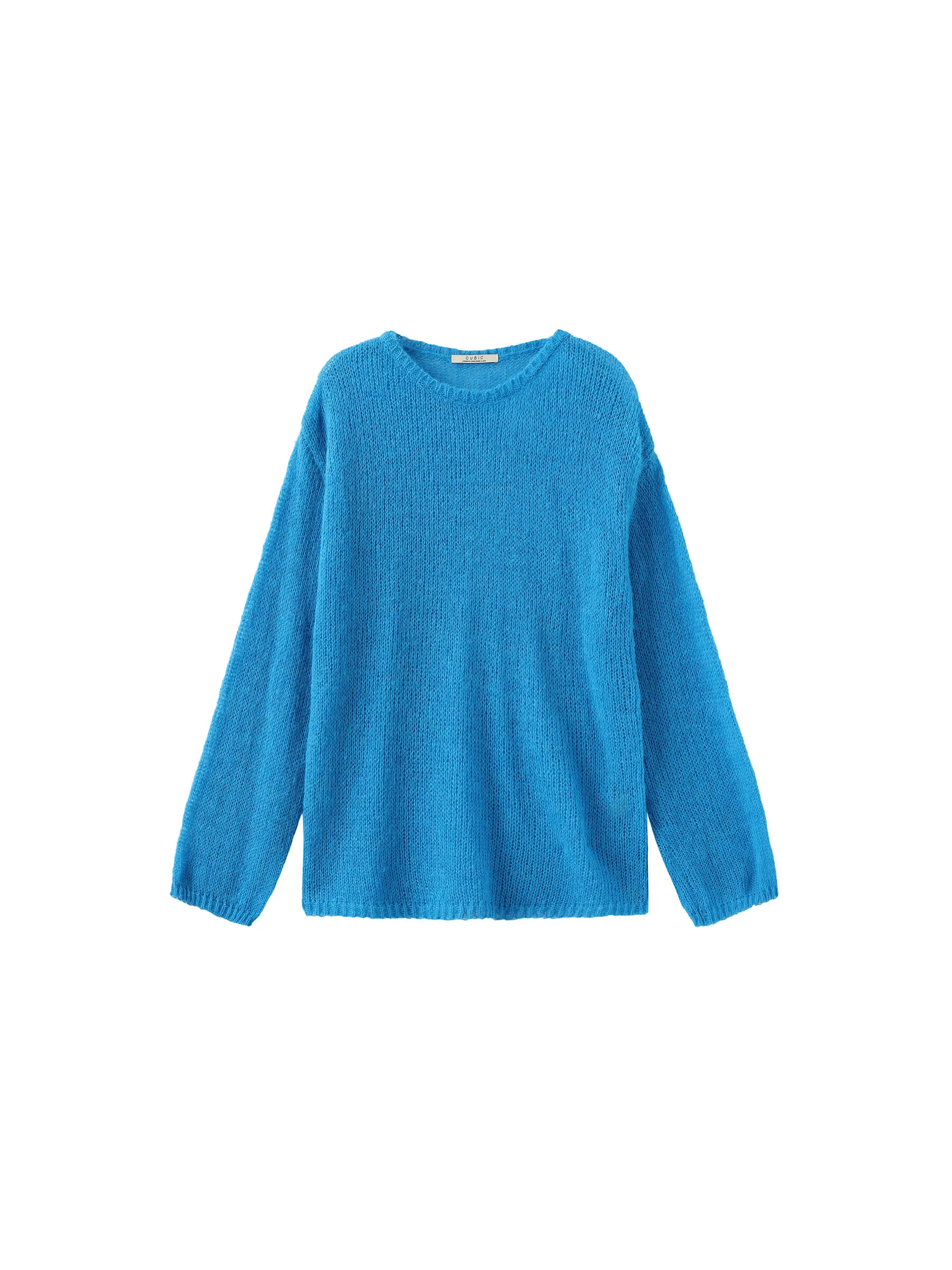 Blue Oversized Open-Knit Sweater