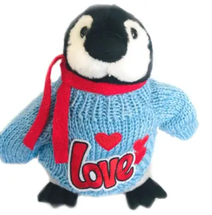 Blue Penguin Love Valentine's Day Plush with Scarf (10" Tall)