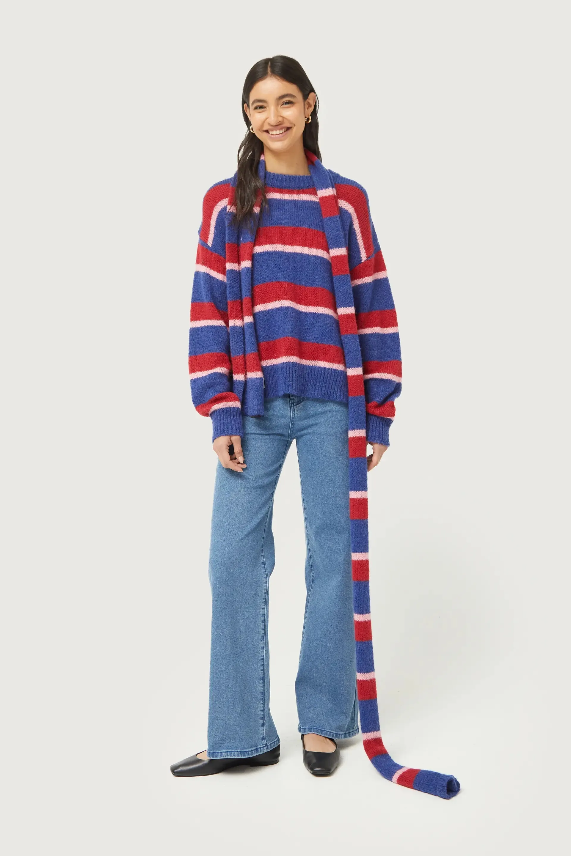 Blue Striped Knitted Jumper