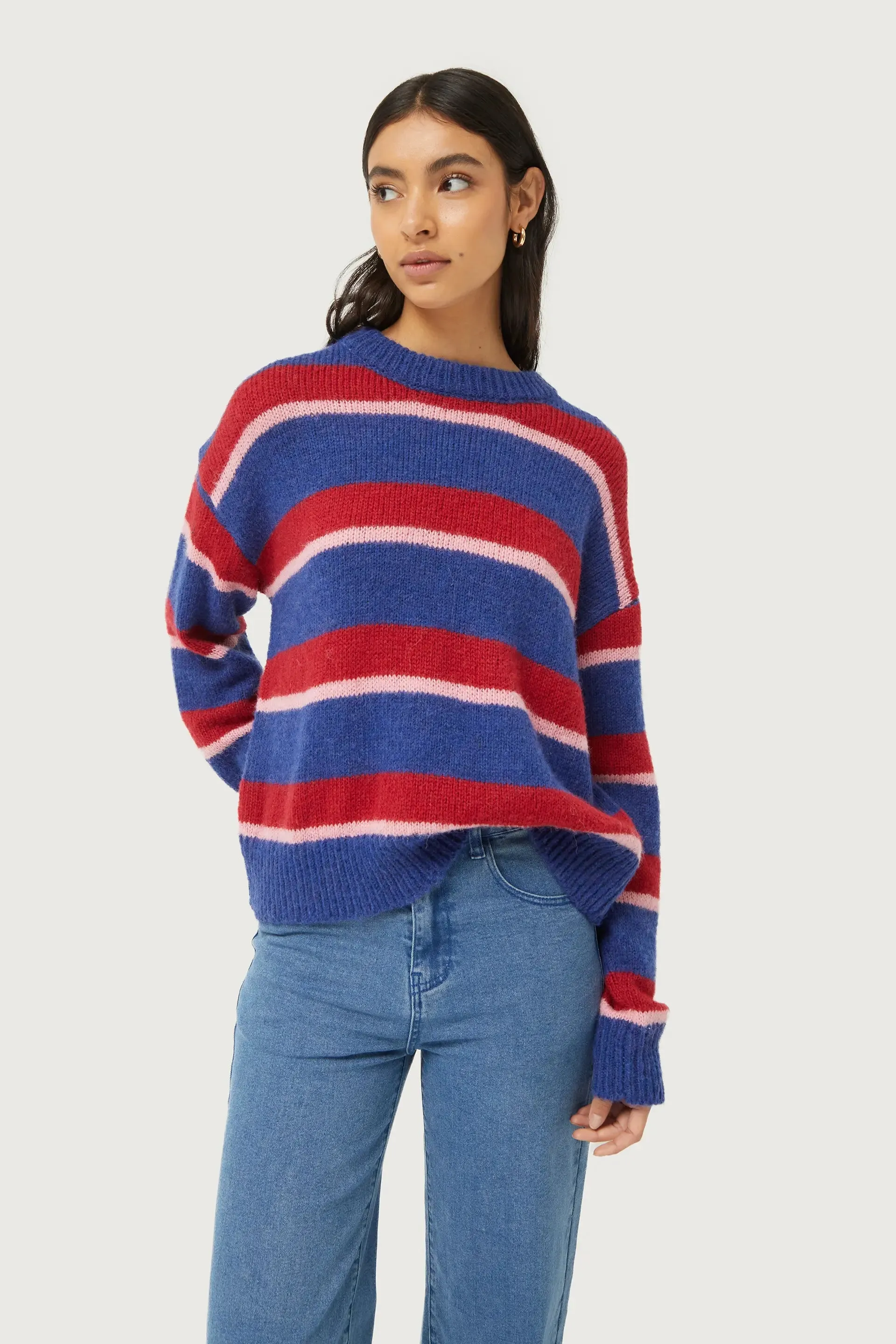 Blue Striped Knitted Jumper