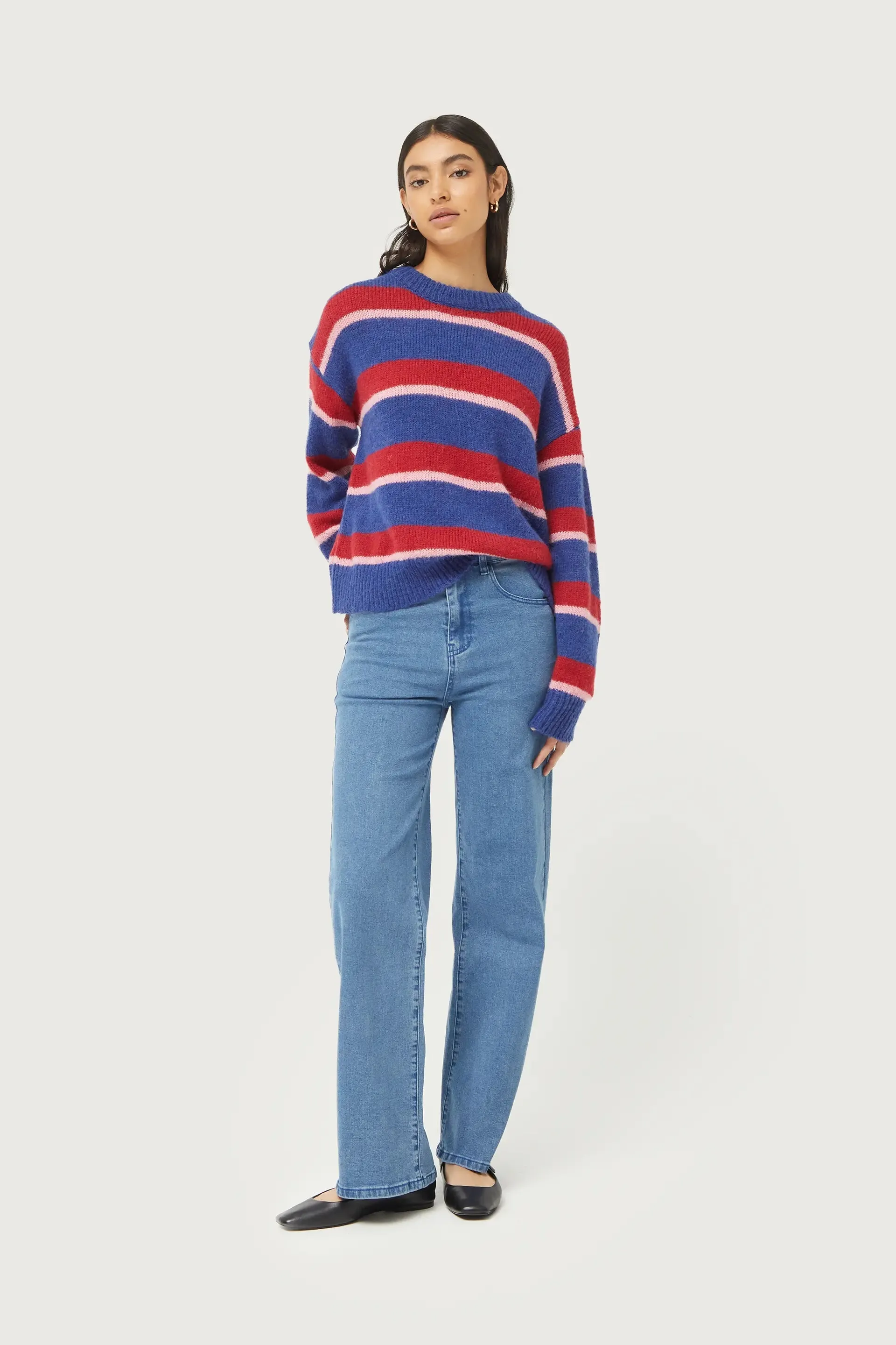 Blue Striped Knitted Jumper