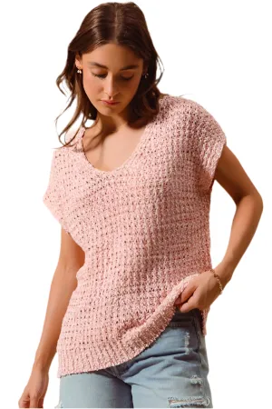 Blush light short sleeve sweater