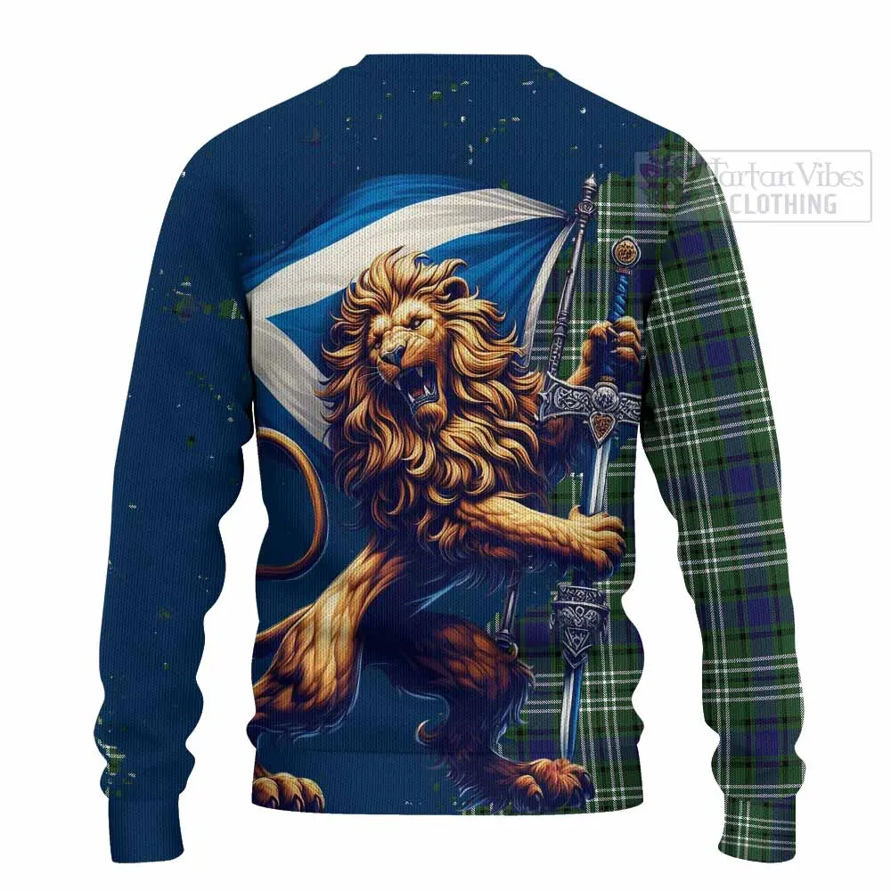 Blyth Tartan Family Crest Knitted Sweater with Scottish Majestic Lion