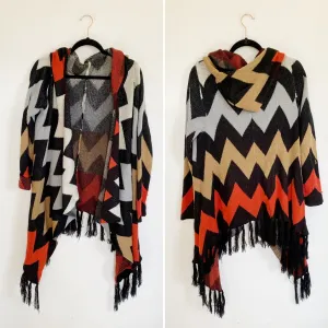 Boutique Chevron Knit Shaw Sweater Small