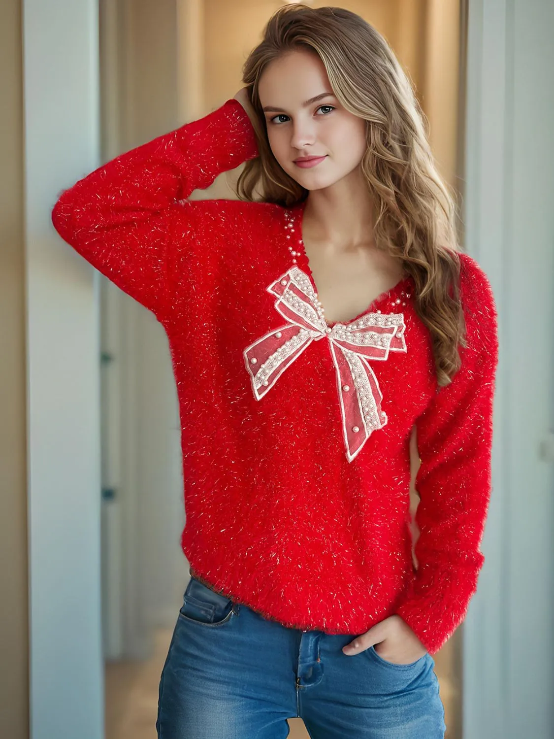 Bow Pearl Sweater