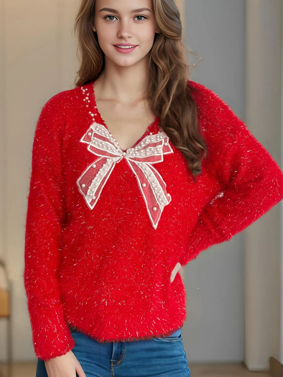 Bow Pearl Sweater