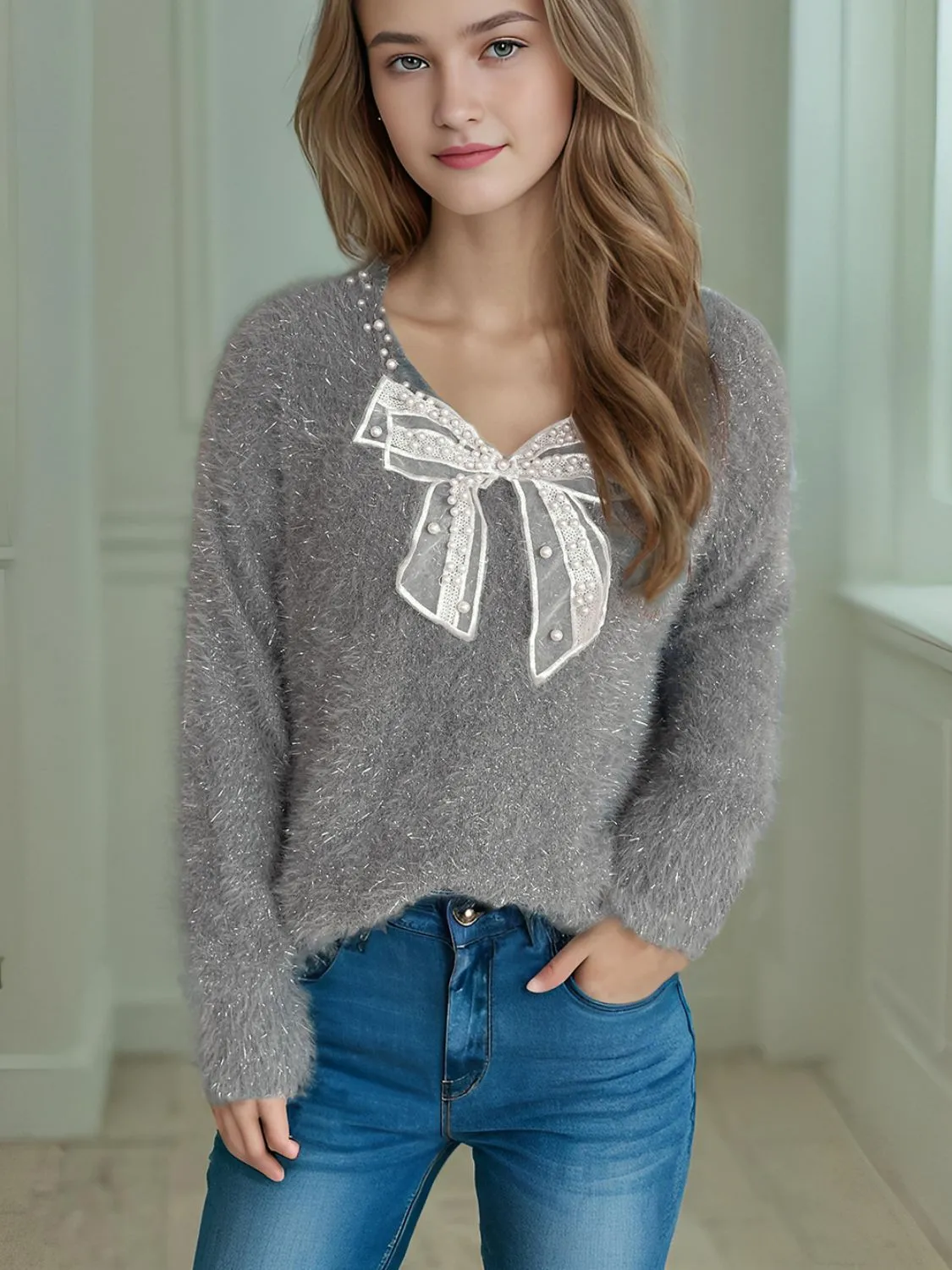 Bow Pearl Sweater