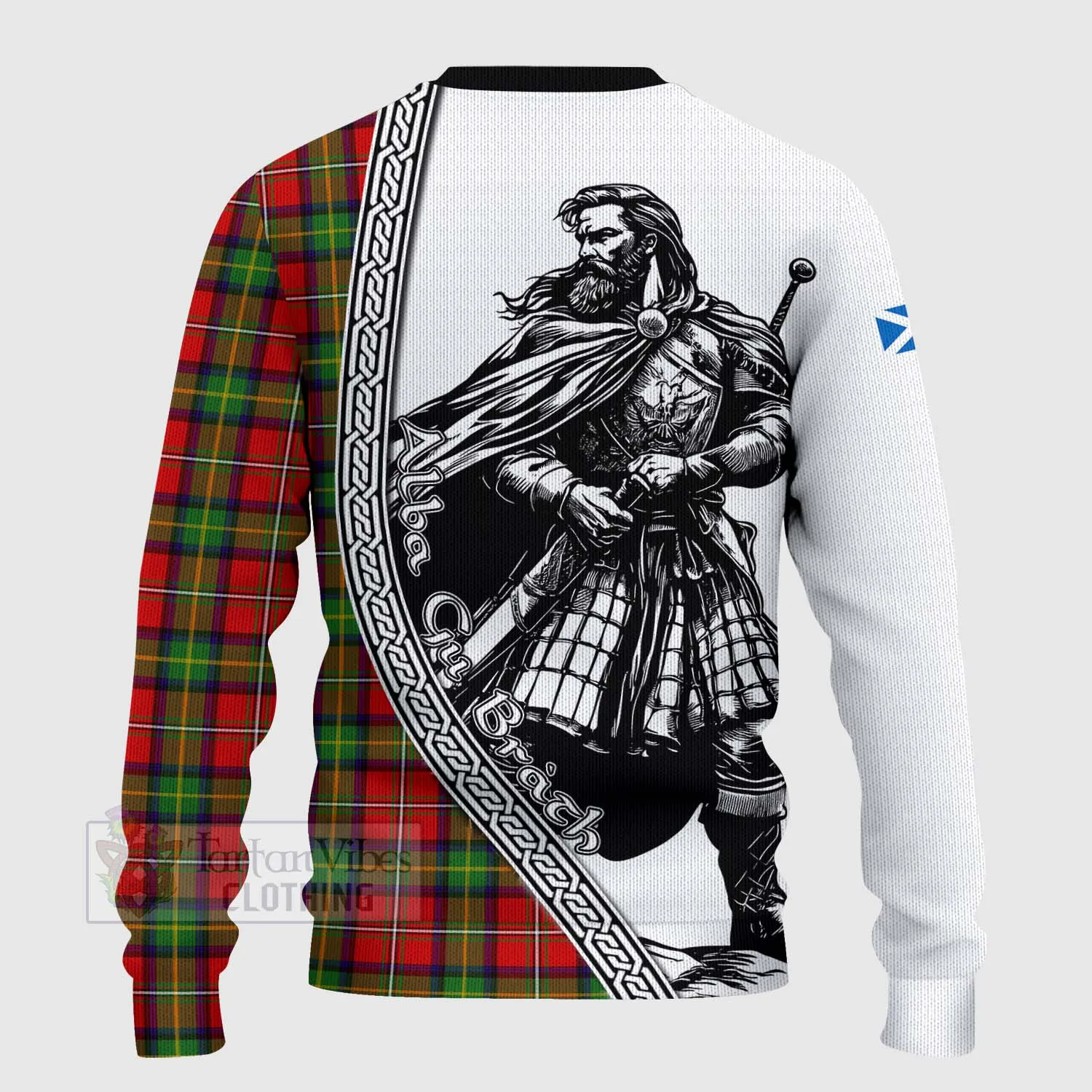 Boyd Tartan Clan Crest Knitted Sweater with Highlander Warrior Celtic Style