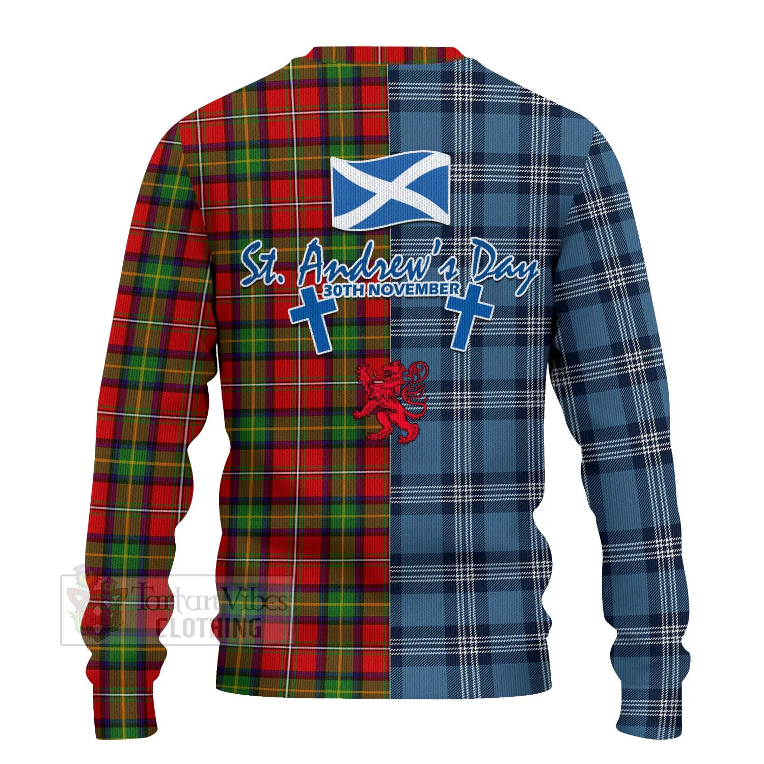 Boyd Tartan Knitted Sweater Happy St. Andrew's Day Half Tartan Style