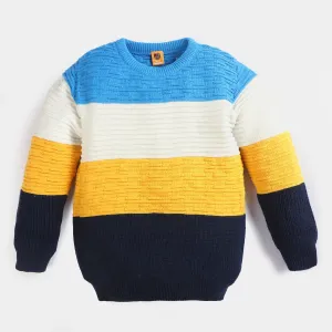 Boys Cotton Full Sleeves Sweater - Navy Blue