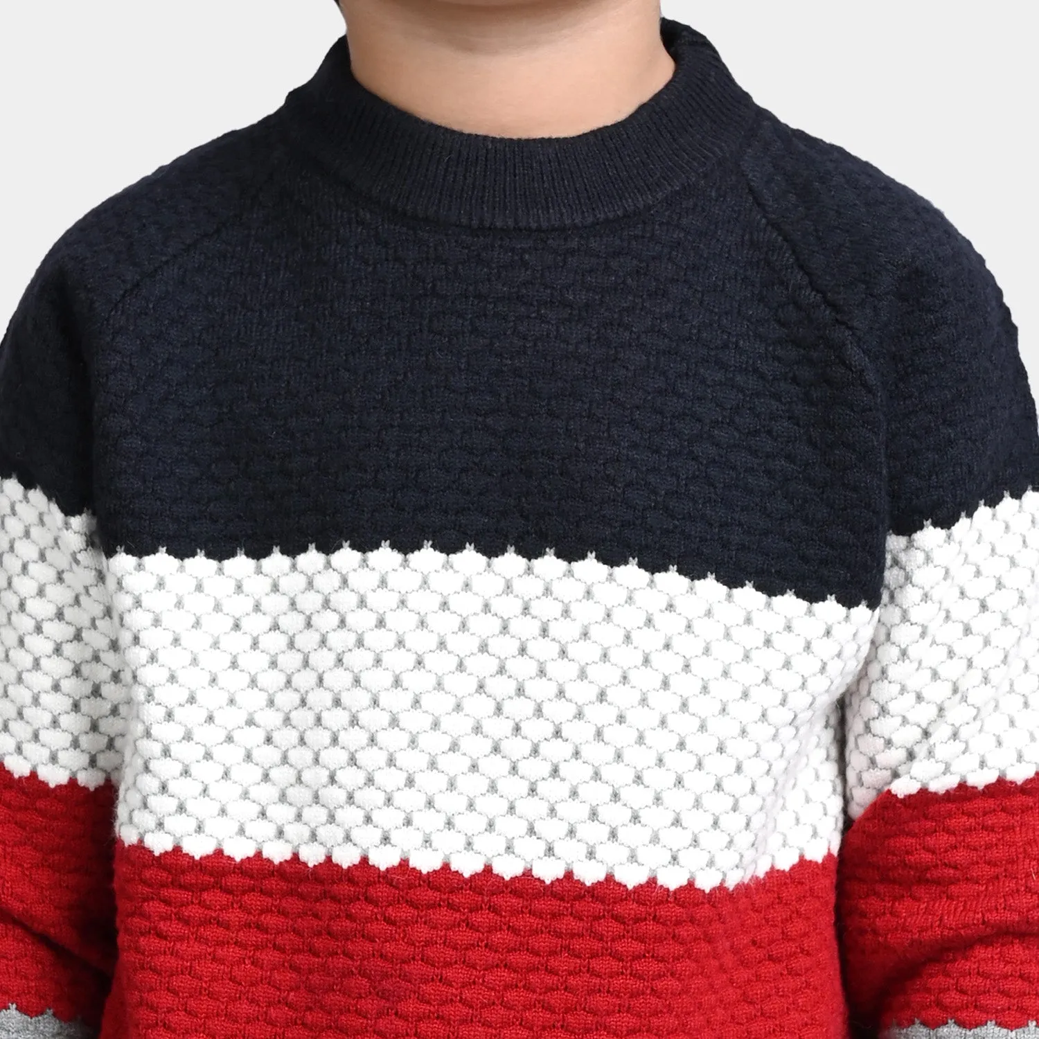 Boys Knitted Full Sleeves Sweater - Multi