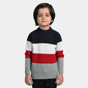 Boys Knitted Full Sleeves Sweater - Multi