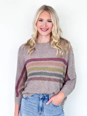 Brooklyn - 3/4 Dolman Sleeve Striped Sweater