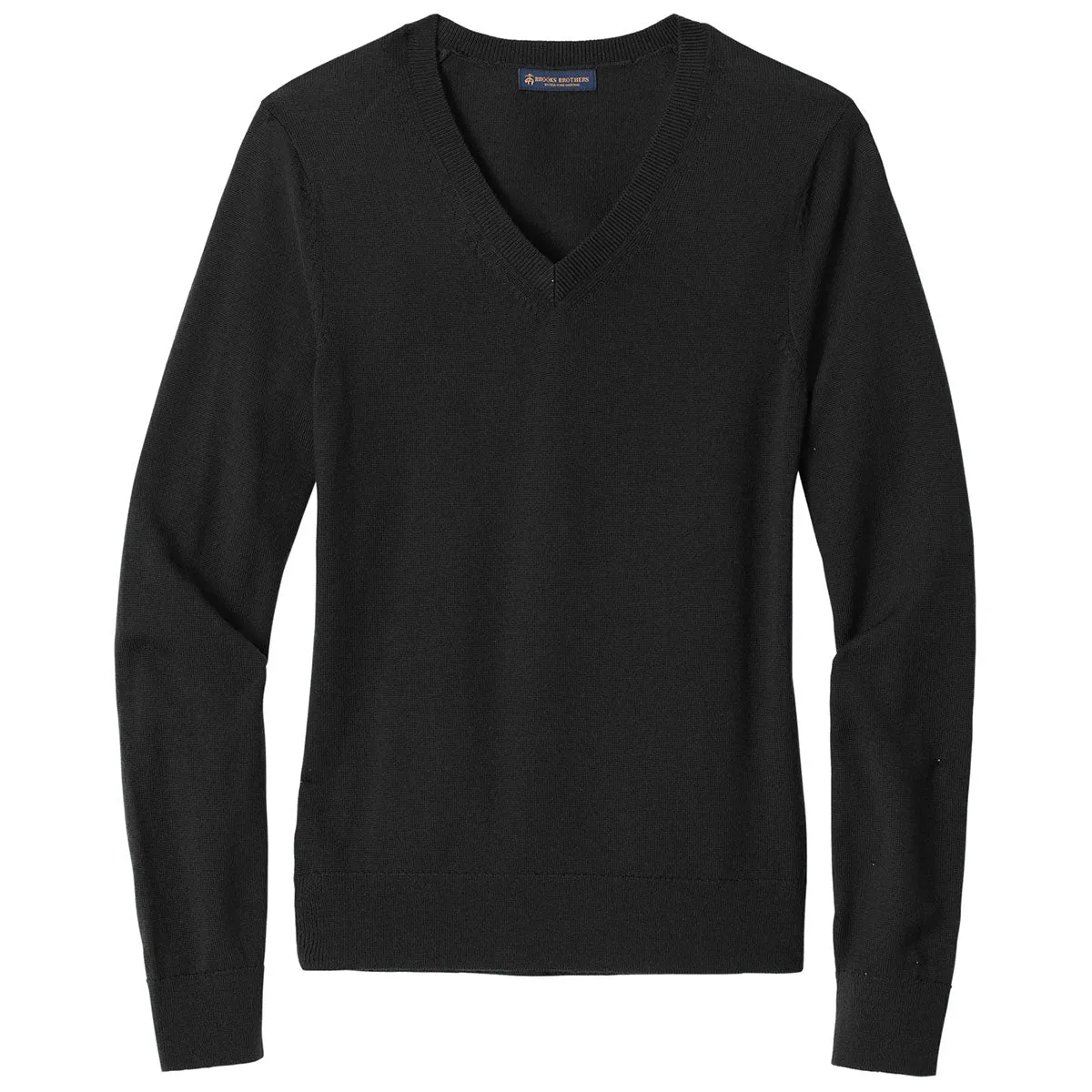 Brooks Brothers Women's Deep Black Washable Merino V-Neck Sweater