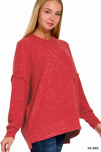 BRUSHED MELANGE DROP SHOULDER OVERSIZED SWEATER /STUFFOLOGY BOUTIQUE