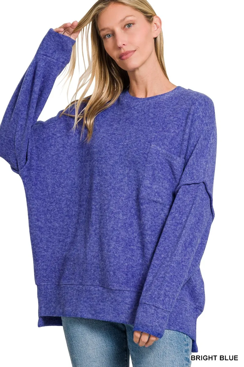 BRUSHED MELANGE DROP SHOULDER OVERSIZED SWEATER /STUFFOLOGY BOUTIQUE