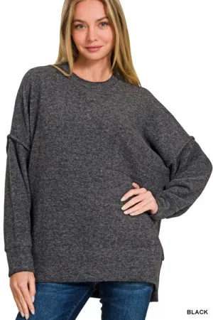 BRUSHED MELANGE DROP SHOULDER OVERSIZED SWEATER /STUFFOLOGY BOUTIQUE