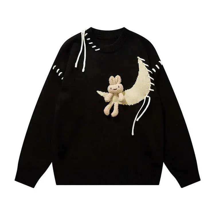 Bunny Doll Moon Sweater - Wrap Yourself in Whimsical Warmth! 🌙🐰