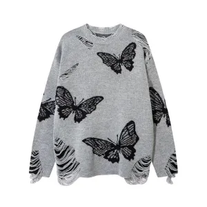 Butterfly Bliss Ripped Sweater