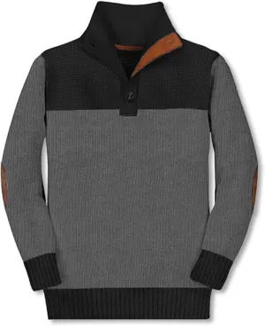 Button Down Collar Knitted Pullover Sweater Charcoal