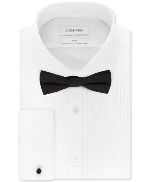 Calvin Klein Men's Slim-Fit Bow-Tie Dress Shirt, White, 17 1/2 34/35