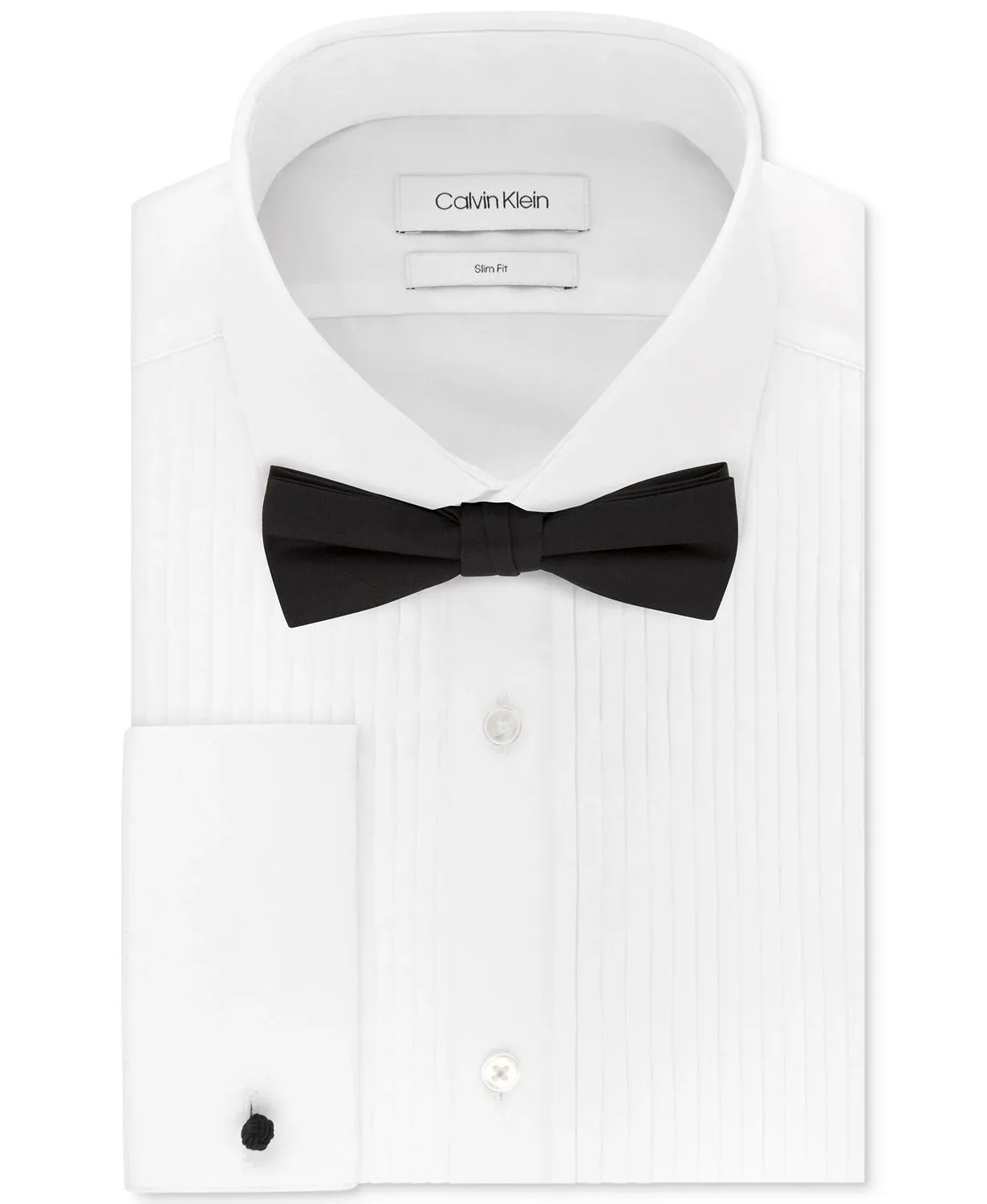 Calvin Klein Men's Slim-Fit Bow-Tie Dress Shirt, White, 17 1/2 34/35