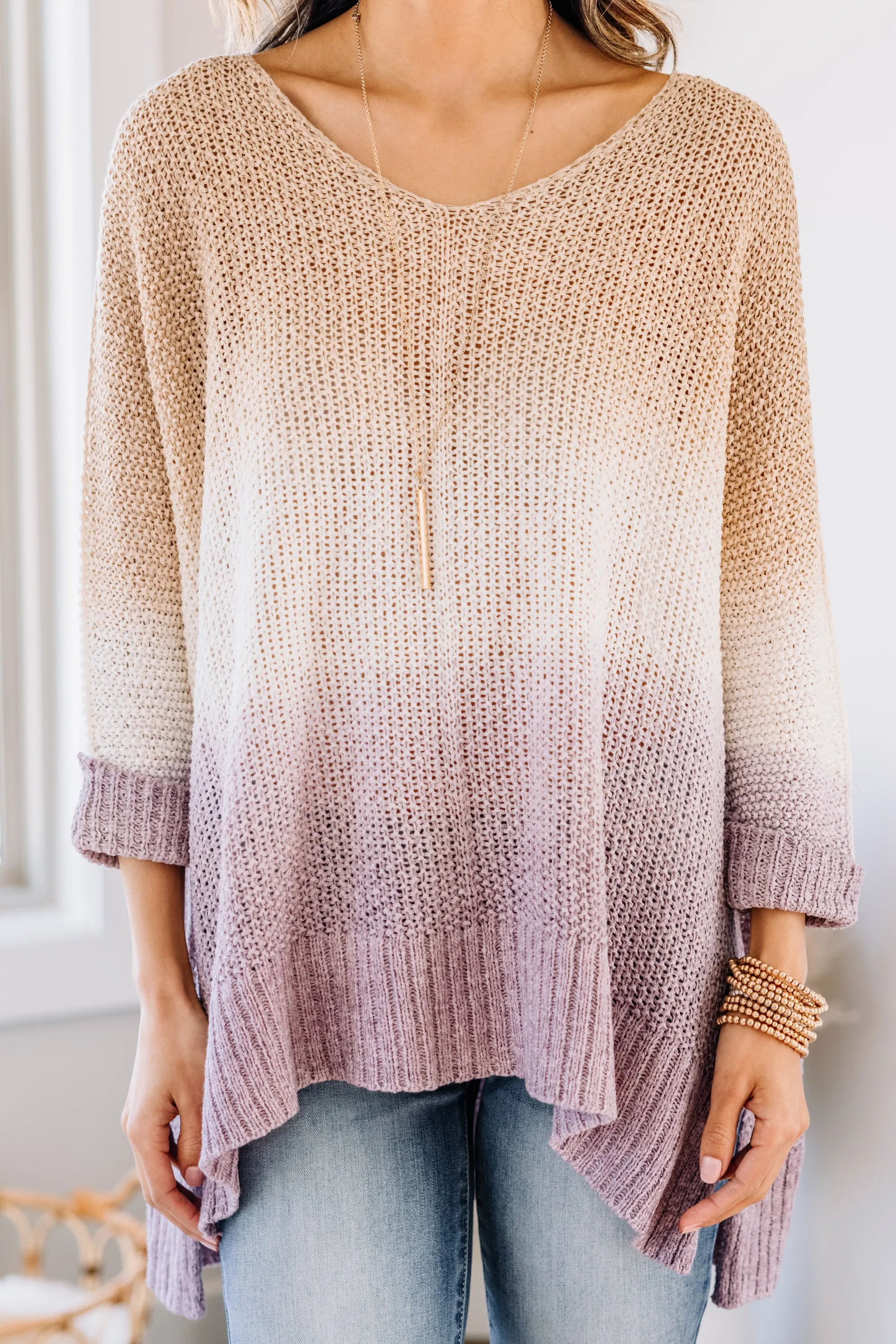 Can't Go On Without You Mocha Brown Ombre Sweater