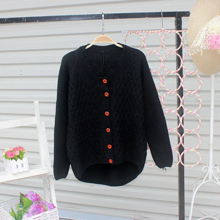 Cardigan Pure Color Elbow Patch Knit Sweater