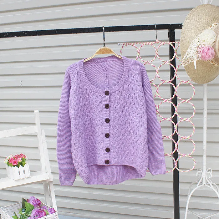 Cardigan Pure Color Elbow Patch Knit Sweater