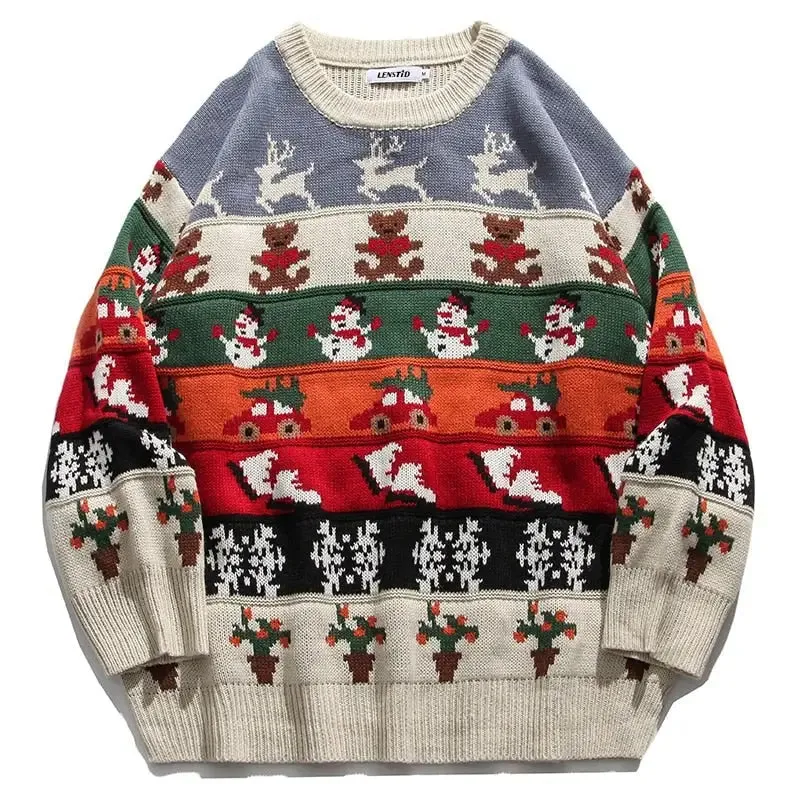 Christmas Elk Snowman Crewneck Sweaters