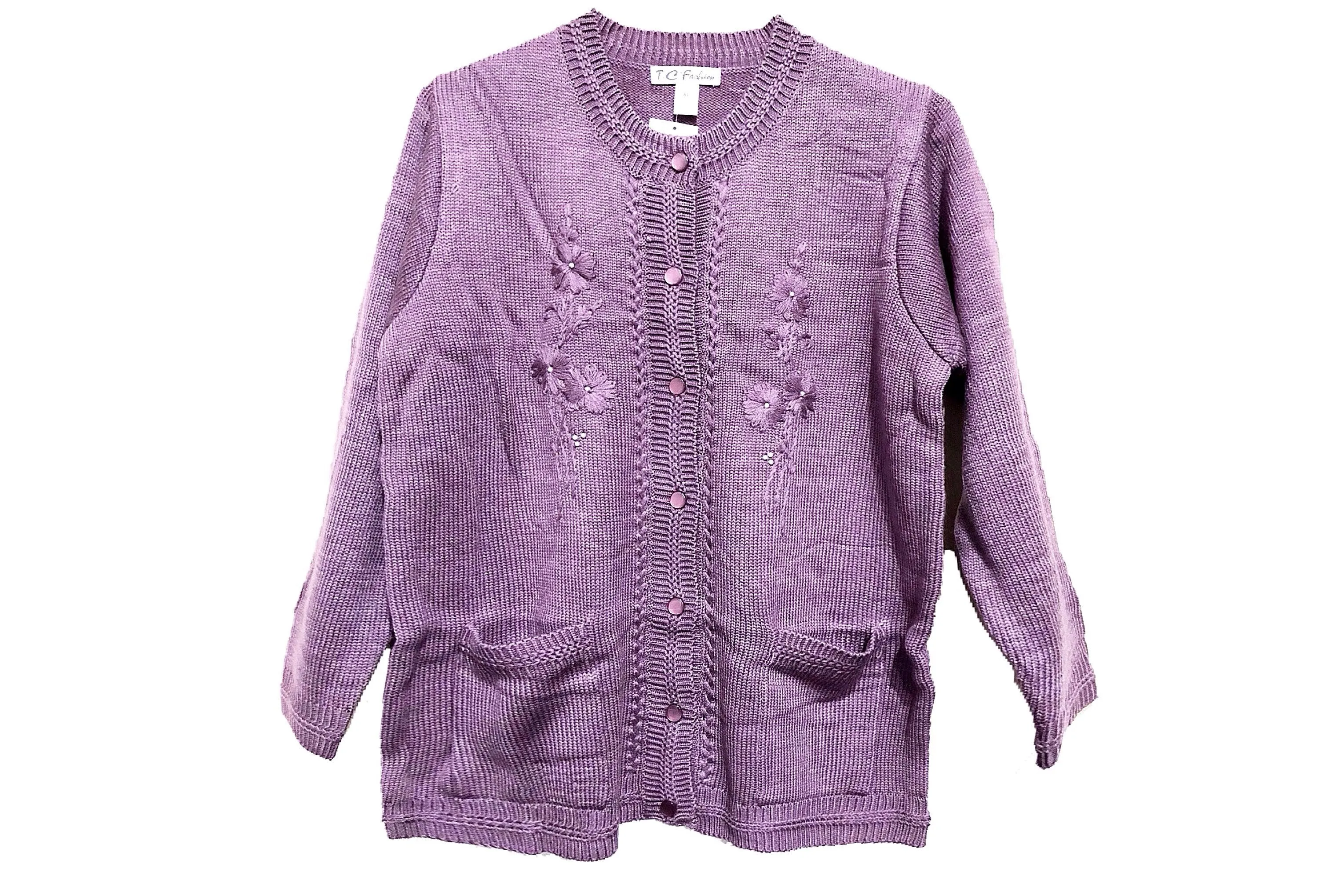 Chunky Cable Knit Sweater Cardigan (Lavender)