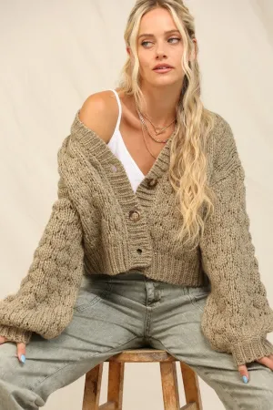 CHUNKY KNIT CARDIGAN (OLIVE)