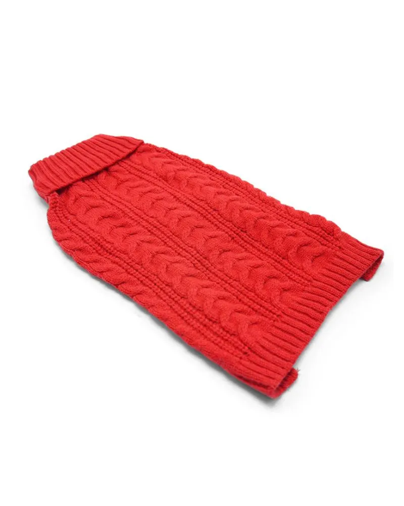 Classic Cable Dog Turtleneck Sweater in Red (FINAL SALE)