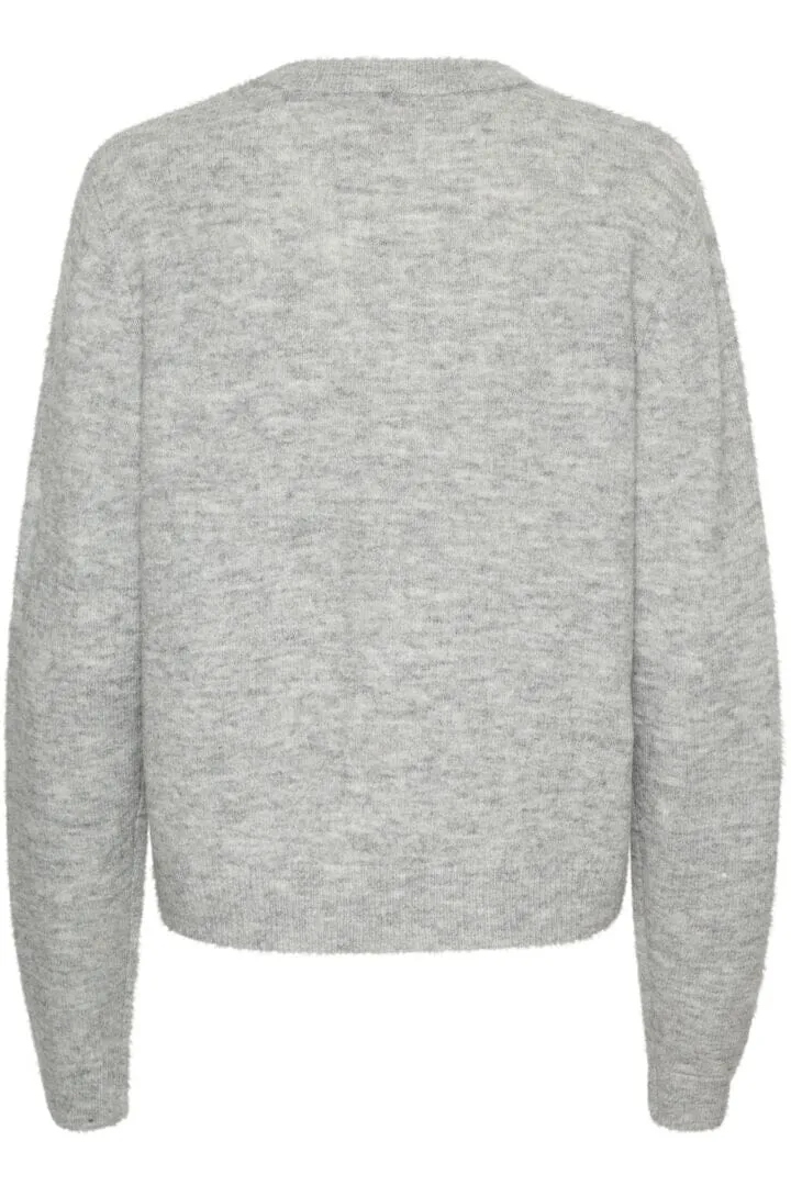 CLASSIC LIGHT GREY DETAIL NECKLINE SWEATER