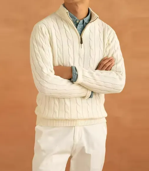 Classic Men's Knit Pullover with Zippered Collar