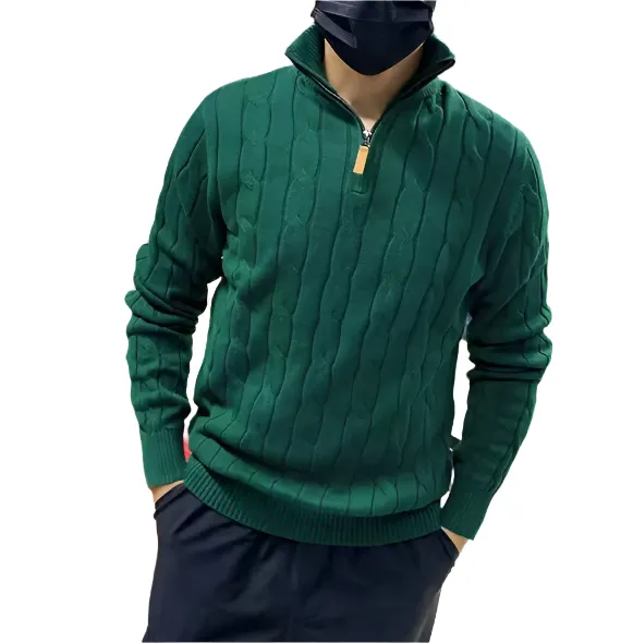 Classic Men's Knit Pullover with Zippered Collar