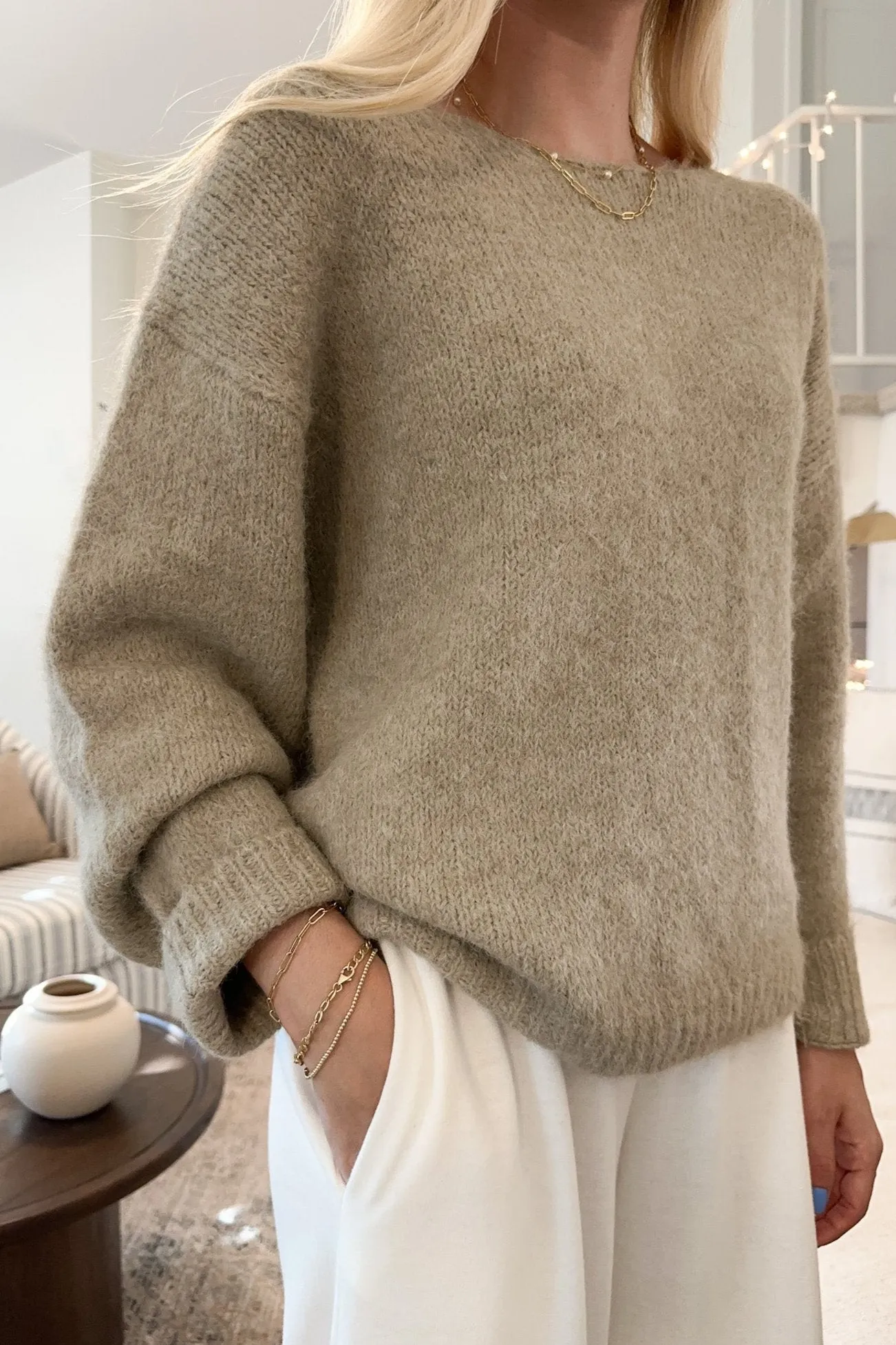 Cloud Slouchy Pullover in Taupe