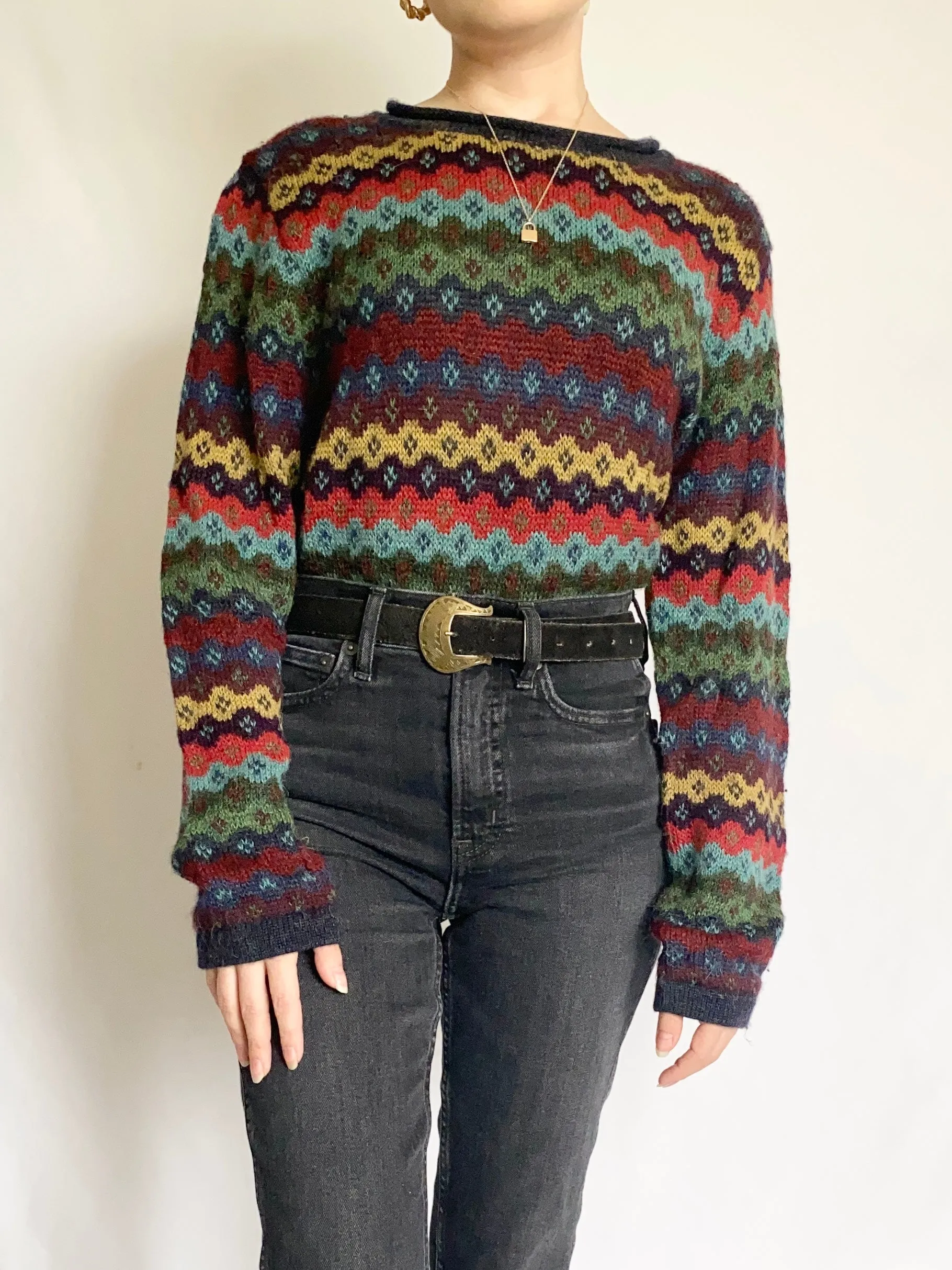 Colorful Peruvian Alpaca Sweater (M)