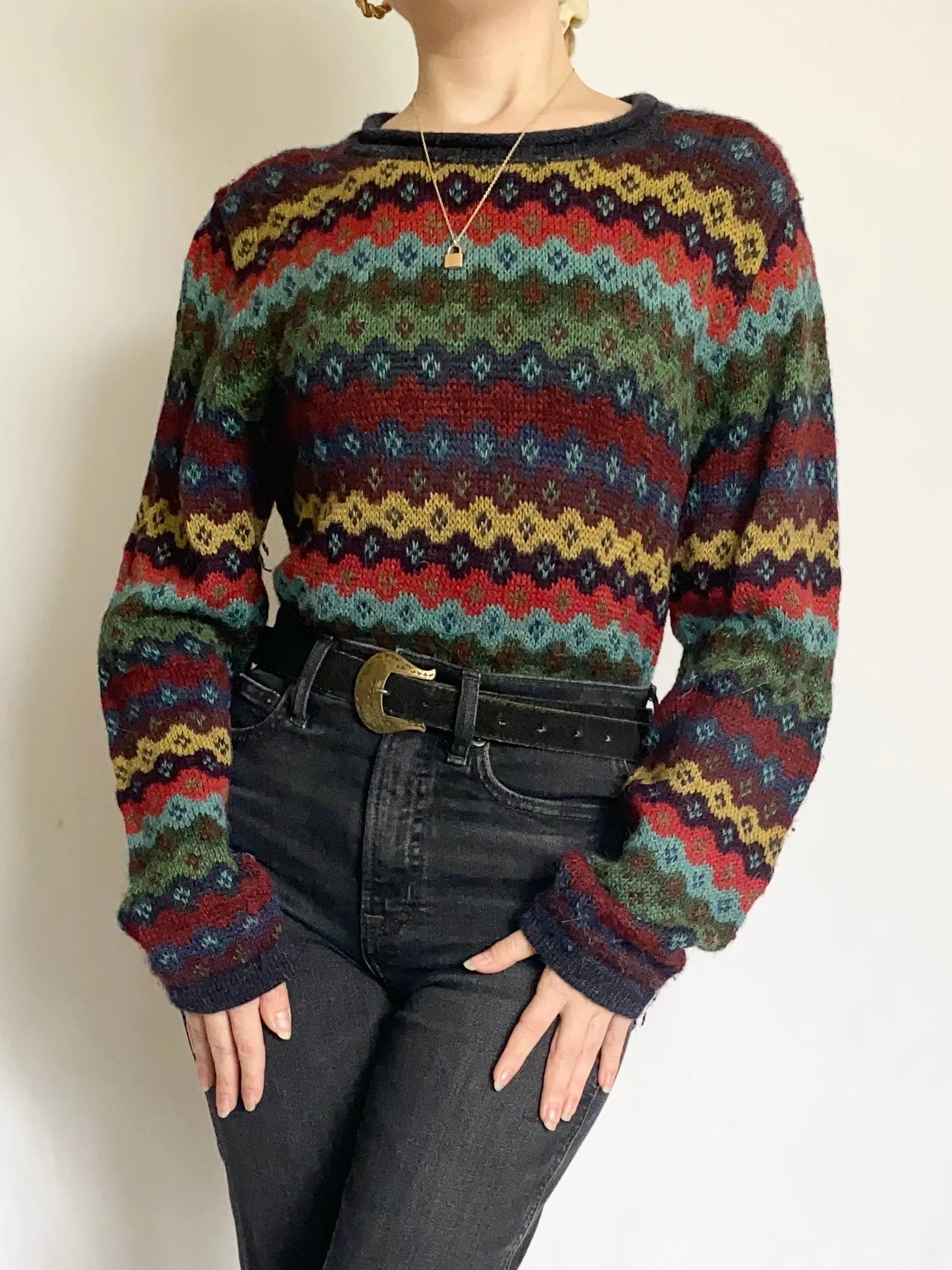 Colorful Peruvian Alpaca Sweater (M)