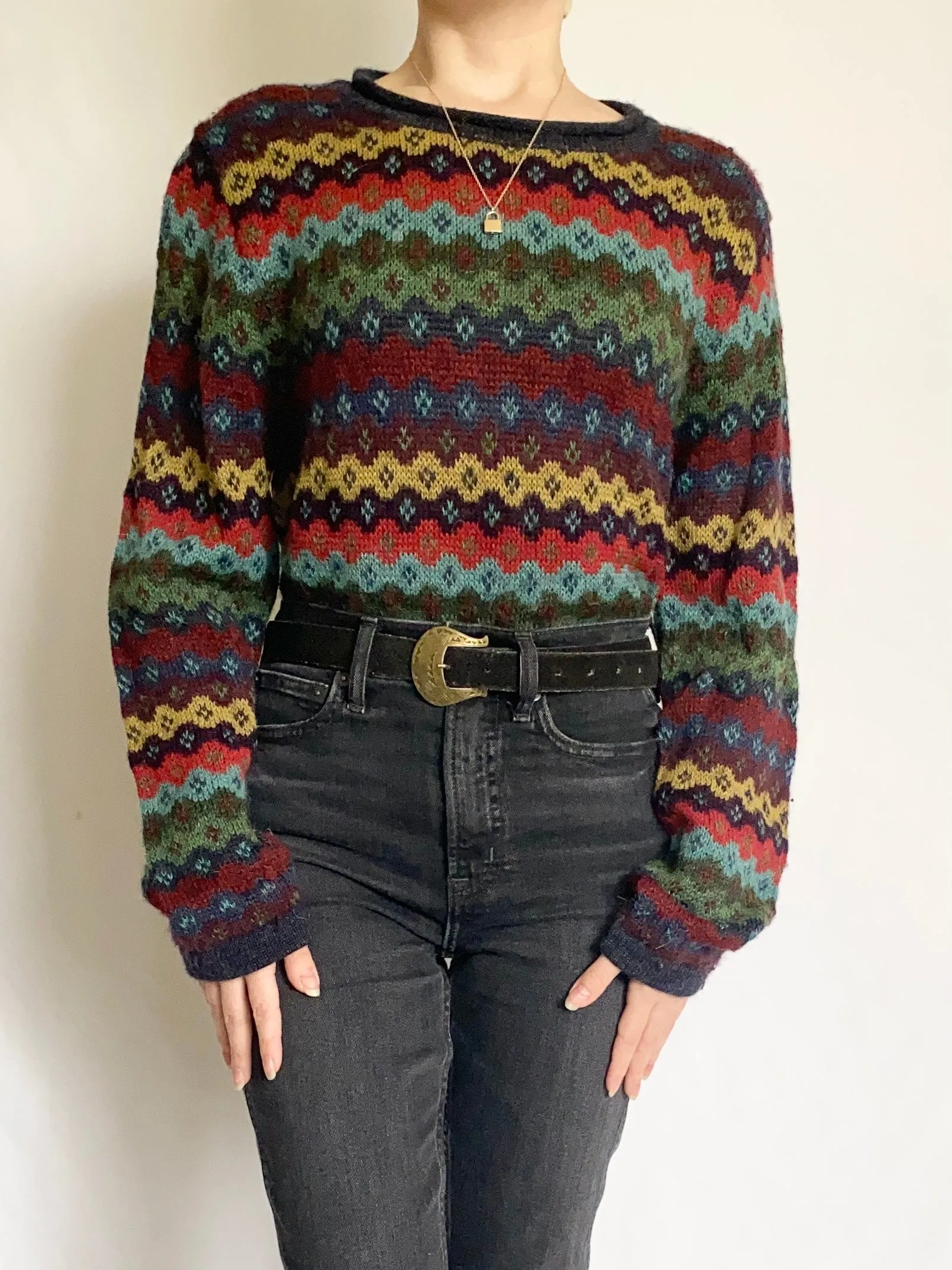 Colorful Peruvian Alpaca Sweater (M)