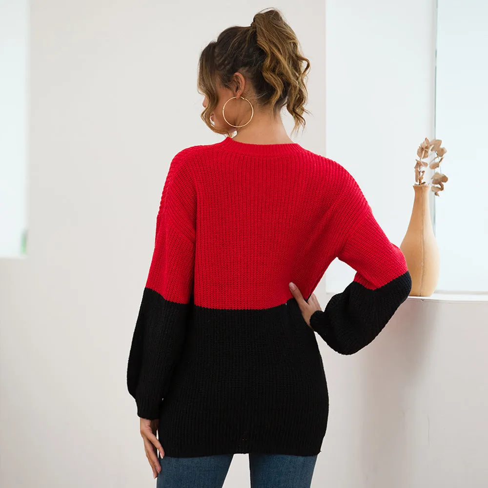 Colour Block  Loose Jumper Top