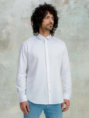 Concealed Placket Classic Cotton White Shirt - Flake