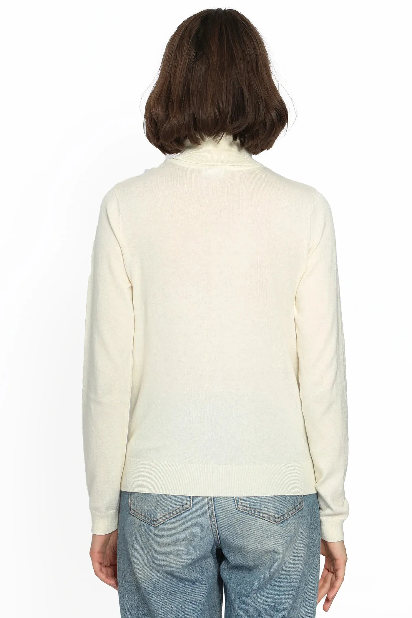 Cotton Cashmere Long SleeveTurtleneck, Starch