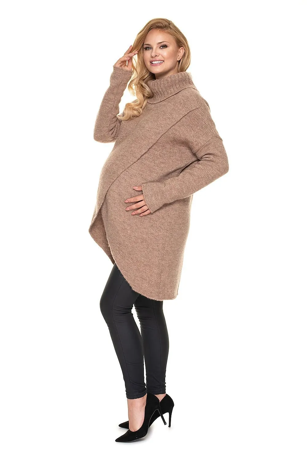 Cozy Maternity Knit Sweater with Stylish Peekaboo Design for Nursing