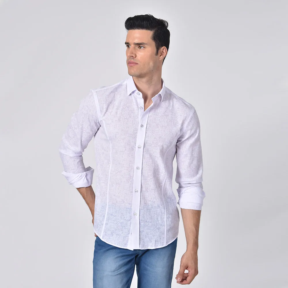 Crackle Button Down Jacquard Shirt