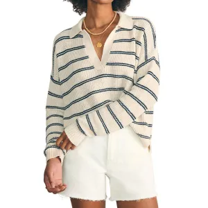 Custom Wholesale Cotton Blend Women's Striped V-Neck Pullover Sweater | OEM/ODM Knit Sweater Manufacturer