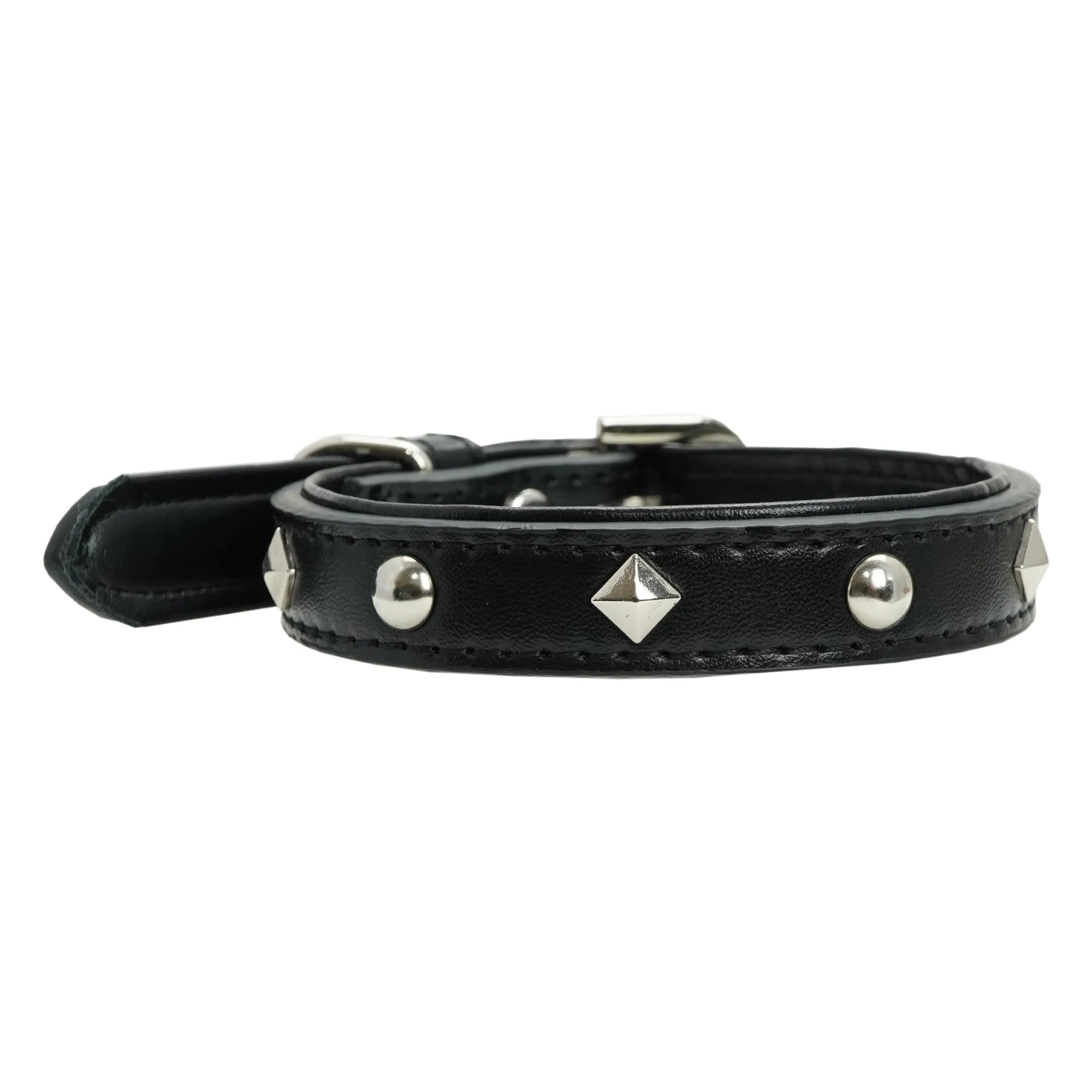 Dan & Sam - Vegan Leather Dog Collar (Black Geometric)