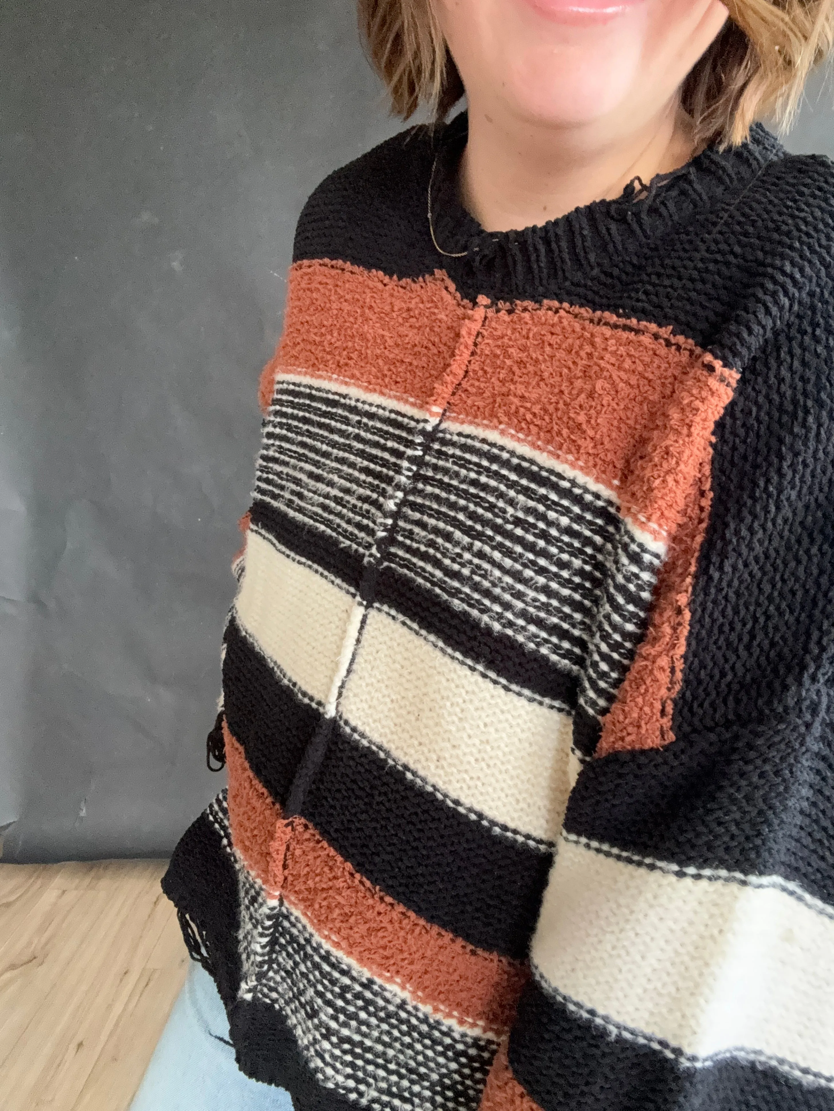 Darcy stripe pattern chenille pullover sweater